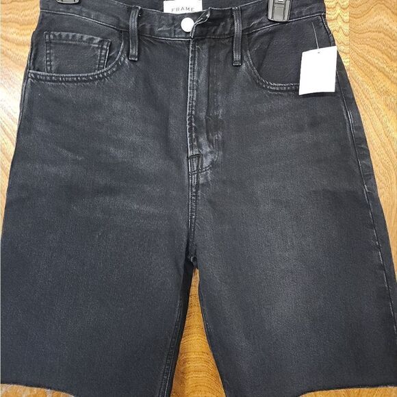 FRAME Le Grand Garcon frayed denim shorts - Picture 7 of 8